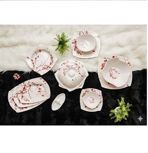 Home Life Melamine Set 38 Pieces – Letter Design ( Cream)
