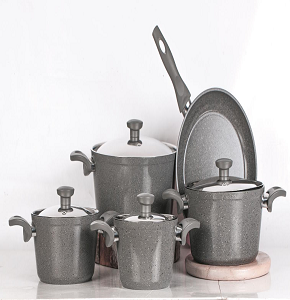 Top Chef Granite 9-Piece Round Set (Pots 18-20-24-28 + Frying Pan 26)
