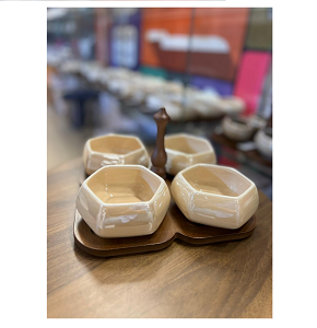 Snack Bowl Set, 4 Pieces, 14 oz Capacity, Embossed Design
