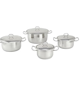 Aboud Stainless Steel Striped Pot Set 8 pcs (16-18-22-28)

