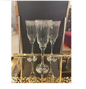 AL SAQR Glass Set, 6 Pieces, Tall, Wheat Spike Engraving, Silver - 778-4
