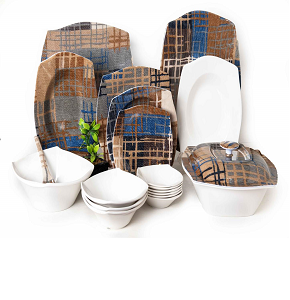 Pure Melamine Set 38p Square Sky Beige*Blue

