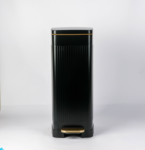 Trash bin 20 liters - black with stripes - hydraulic open
