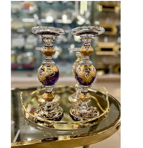 Royal Candle Holder Murano Matte – Hand-Embellished, 2 Pieces
