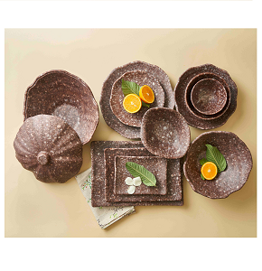 El Sherif Melamine Set, 38 Pieces, Stone Pattern, Brown - 6221189795806
