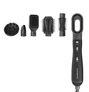 Rush Brush Hair Styler 1300W, Black PLUS 6 AIRSTYLER-B