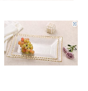 Danny Home glass serving tray rectangular with gilded frame RW08-02

