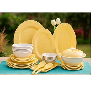 Melamine set 38 pcs round yellow
