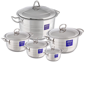 Aboud Original Striped Pot Set with Steel Handles (Adjustable) 10 pcs (16-18-20-24-28)



