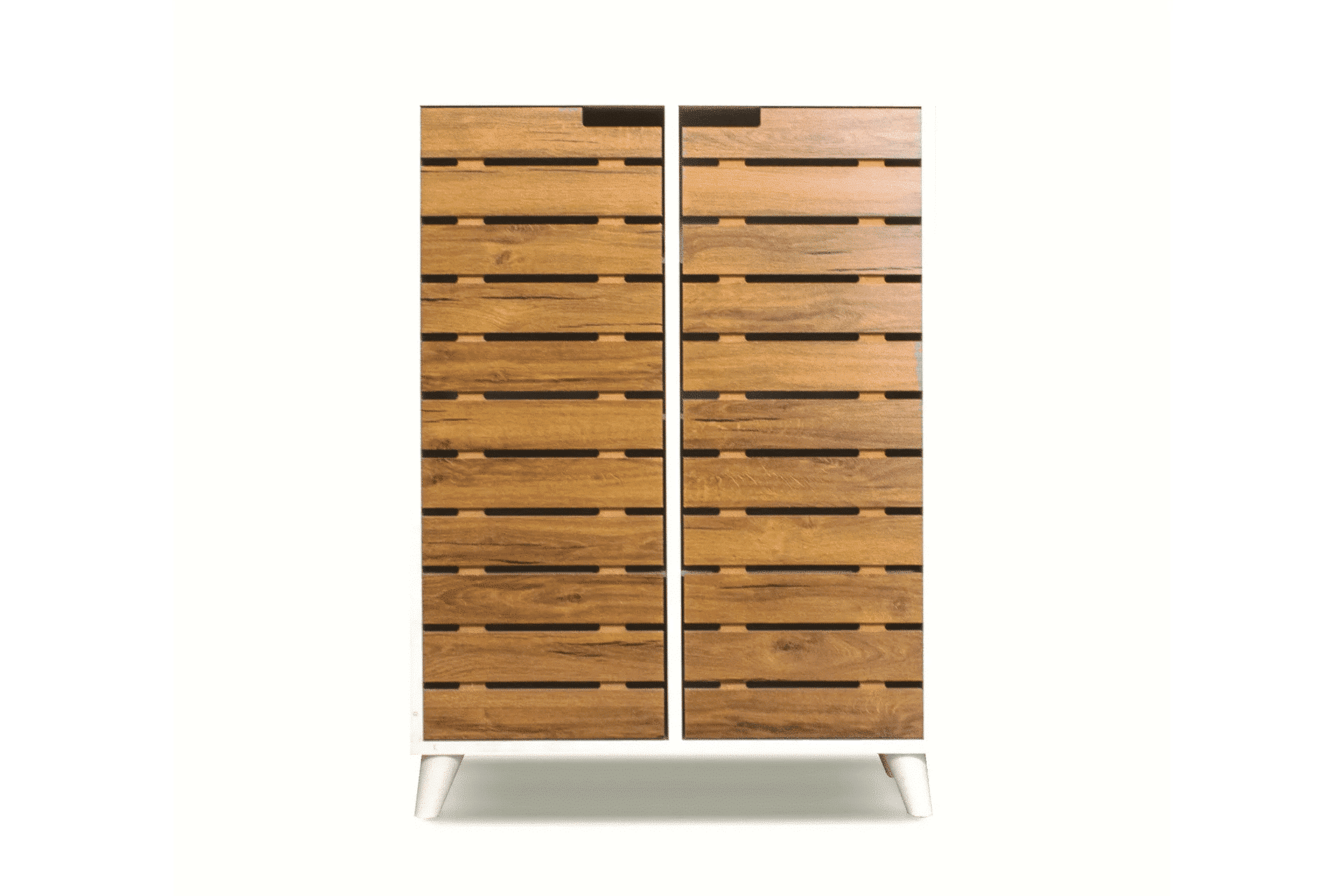 Modern Shoe Rack RETRO AGENCY 70 cm white×beige RA-S24