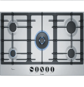 BOSCH Hob Built-in Gas, 90cm 5Burners, Stainless Steel - PCR9A5B90
