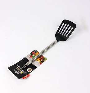 Wellmes Flat Slotted Frying Spatula – Silicone with Stainless Steel Handle
