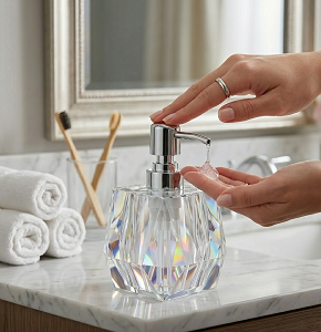 Soap Dispenser Luxury Cut 200ml With Silver Pump 6825