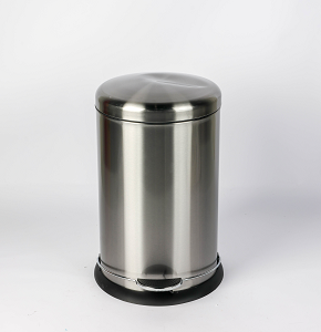 Trash bin 20 liters - round silver - hydraulic open
