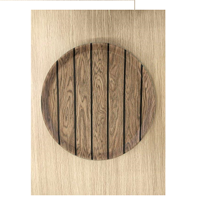 Round Wooden Tray with Stripes 35 cm – Practical size, strong material, suitable for daily serving
