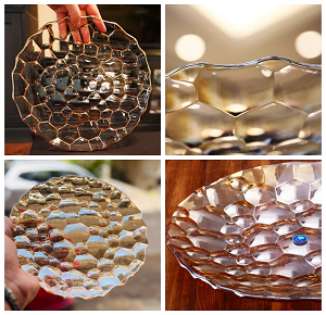 Large Gold Bubbles Glass Fruit Plate (KR-144) 710900051
