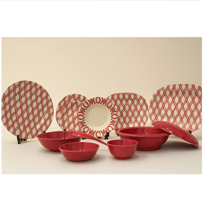 El Sherif Melamine Set, 38 Pieces, Round, Red - 6221189787382
