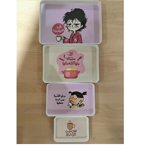 Melamine Tray Set 4-Piece Rectangular Comix Style -abdo - 30