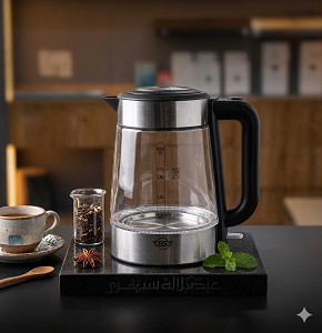 Black Stone Glass Kettle, 2 Liters, Black