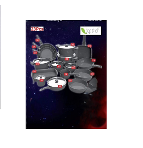 Granite cookware set Top Chef 23 pieces round formation (16+20+24+26+30) + 20 cm frying pan + 24 cm frying pan + 30 cm frying pan + 30 cm casserole + 28 cm wok + 26 cm tray + 16 cm lid + 26 cm sauté p