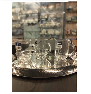 Living Home 6-piece classic glass mug set with handle, transparent glass and practical design LXZB24

