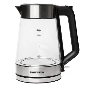 MEDIA TECH Kettle 1.7L, 2200W, Pyrex MT-KP800