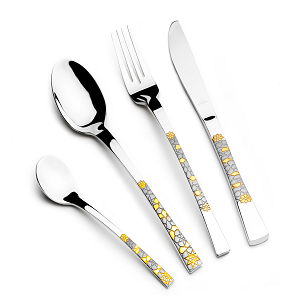 ARSHIA Stainless Steel Cutlery Set – German Made – 86 Pieces – 4 mm – Silver Gold
