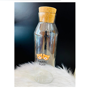 Water Bottle With Cork Lid, Bear Design MG1605-4