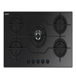 FRESH Hob Built-in Gas, 90 cm 5 Burners, Black Glass - 500009623