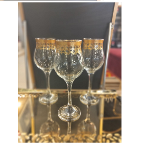 Al Saqr Glass Set, 6 Pieces Bombi Design with Gold Lines - 778-12