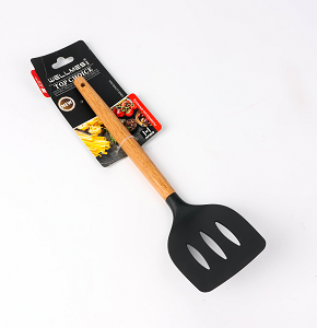 Wellmes Silicone Ladle with Wooden Handle – Ideal for Stirring and Serving
