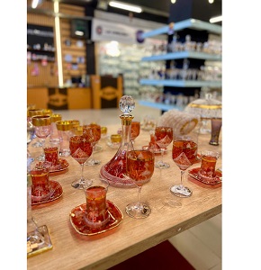 Sherbat Set Natural Design Luster – Hand-Embellished, 7 Pieces
