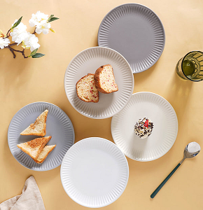 Porcelain Plate  20 cm, Pink , Grey - abdo - 43 - 140