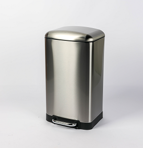 Trash bin 20 liters - metallic silver - hydraulic open
