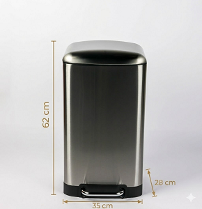 Trash bin 30 liters - metallic silver - hydraulic open
