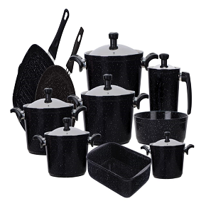 Top Chef Granite 16-Piece Round Set (Pots 28/20/22/24/18 + Grill 28 + Baking Tray 30 + Frying Pan 26 + Tagine 30 + Ladle 16)
