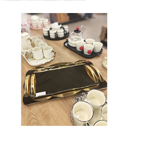 Albarka steel tray set, 2 pieces, plain silver/gold

