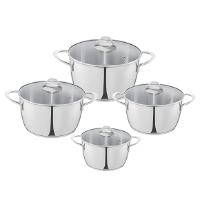 Moderna pot set 8 pcs with glass lids (16‑18‑22‑…)


