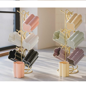 Dream Lotus Coffee Mug Set 6 pcs – Blooman Stand, Colored Gold
