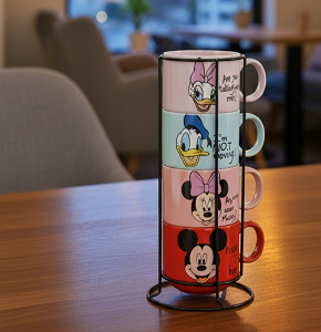 Coffee Set,4 Pieces,Disney Style,Multicolor, with Metal Stand-abdo - J - 26