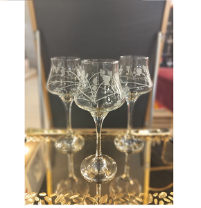 Al-Saqr Glass Set, 6Pieces Bombay Style with White Floral Design - 778-14