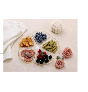 Danny Home glass serving tray pentagonal divided with gilded frame RW10-02

