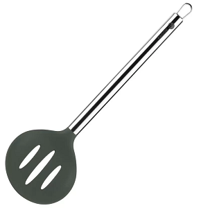 Silicone Slotted Spoon with Stainless Steel Handle - Spanish Brand: Suitable for non-stick cookware, heat resistant, and non-scratching.
