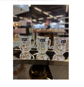 Living Home 6-piece glass coffee cup set with prominent woven pattern, adding an artistic and luxurious touch LXZB33-1
