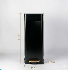 Trash bin 30 liters - black with stripes - hydraulic open
