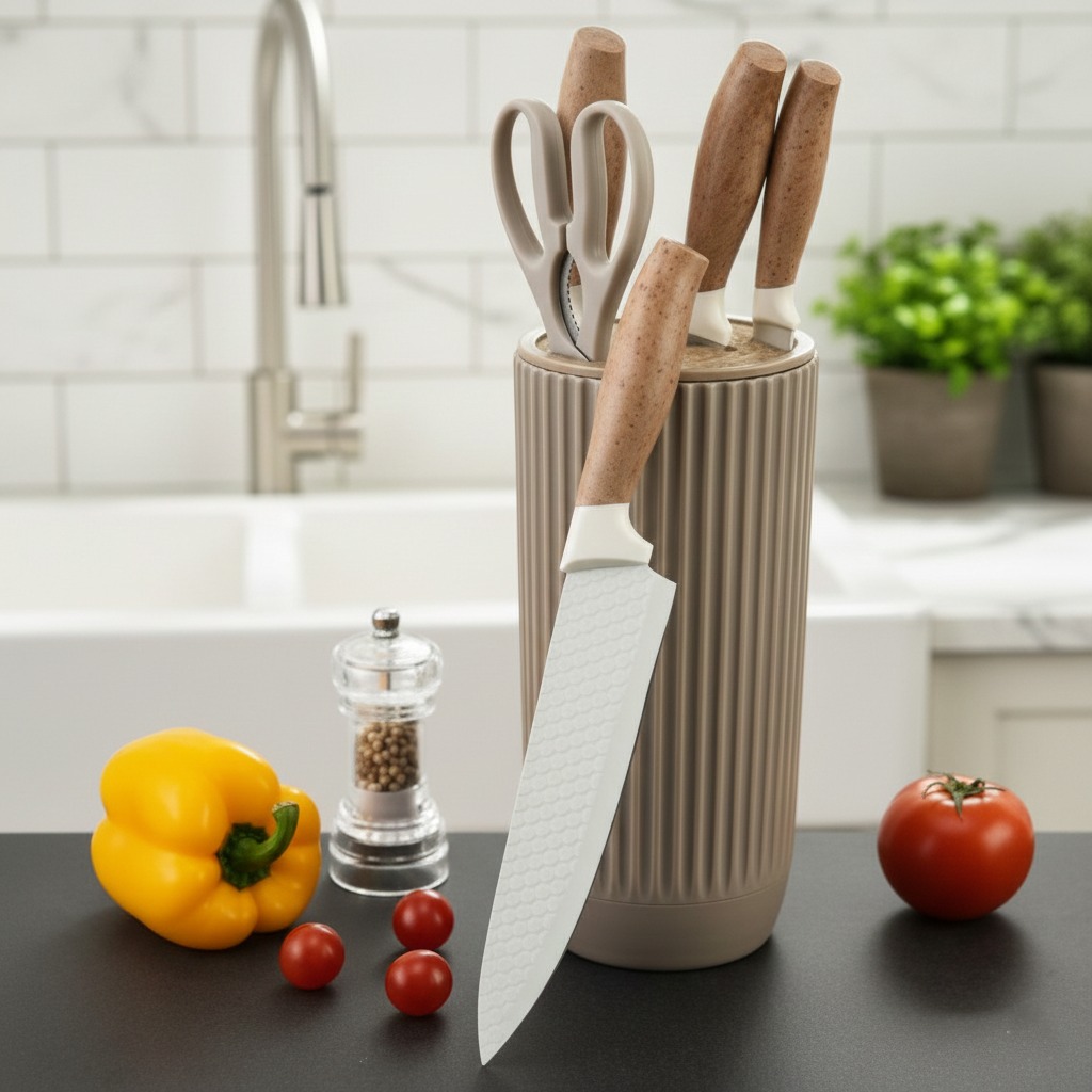 Knife Set 6-Piece with Stand - abdo - 74 - 42