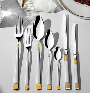 Cutlery Set 89 Pieces Nehir Dila Gold+Sandblast
