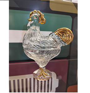 2M chicken gilded bonbonniere with lid