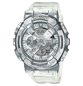 CASIO G-Shock Resin Band Shock-Resistant Analog Digital Watch For Men - Silver - GM-110SCM-1ADR