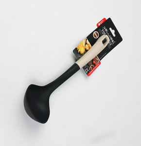Wellmes Silicone Soup Ladle with Beige Plastic Handle